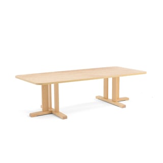 Tisch KUPOL, rechteckig, 1800x800x500 mm, Linoleum beige, Birke