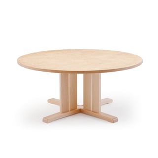 Stôl KUPOL, okrúhly, Ø1200x600 mm, linoleum - béžová, breza
