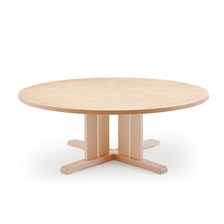 Stôl KUPOL, okrúhly, Ø1300x500 mm, linoleum - béžová, breza