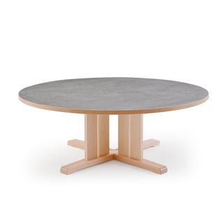 Table KUPOL, round, Ø1300x500 mm, grey linoleum, birch