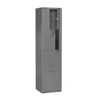 Student locker MINI Z, 1 module, 4 doors, 1980x500x450 mm, dark grey