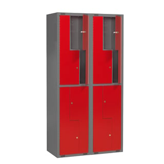 Student locker MINI Z, 2 modules, 8 doors, 1980x1000x450 mm, red