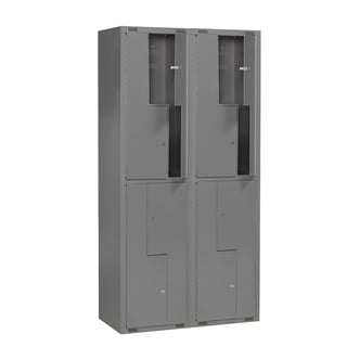 Szafka szkolna MINI Z, 2 moduły, 8 drzwi, 1980x1000x450 mm, ciemnoszary