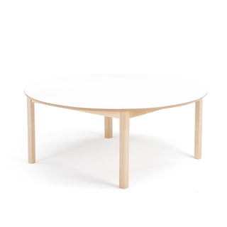 Children's table ZET, round, birch with white, 1200x500 mm