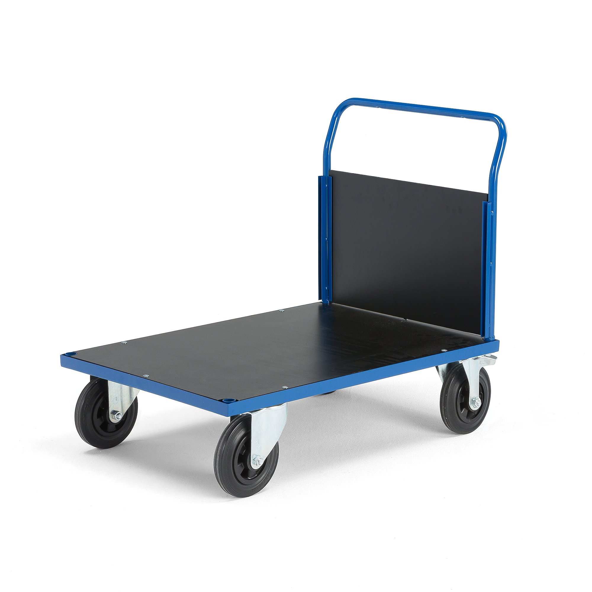 Platform trolley TRANSFER 1 wooden end 1000x700 mm solid rubber with brakes