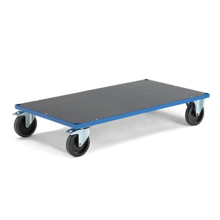 Platform trolley TRANSFER, 1200x800 mm, solid rubber wheels, with brakes