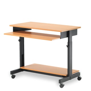 Počítačový stôl LOGIC, výškovo nastaviteľný, 880x500 mm, buk/čierna