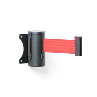 Belt barrier, wall mounted, 2300 mm, black, red belt