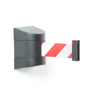 Zidni nosač s izvlačivom trakom, 9000 mm, crni, crveno/bijela traka