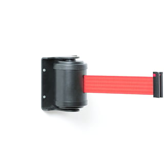 Belt barrier, 180°, L 4500 mm, black, red belt