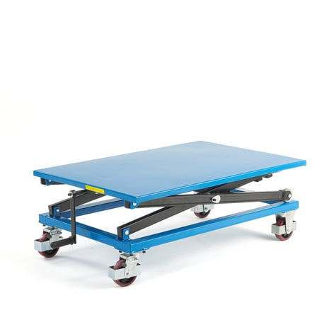 Manual lift table BLAZE, mobile, 350 kg, 1200x800x450 mm | AJ Products