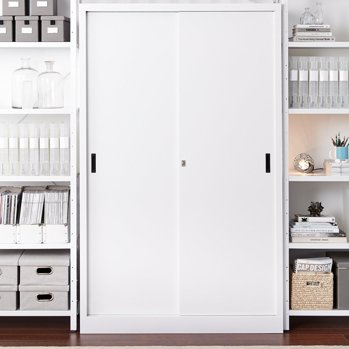 Office with sliding doors SPACE, 1950x1200x450 mm, white AJ