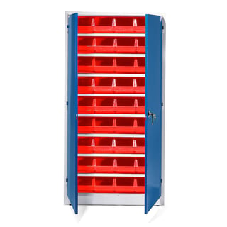 Kasseskab 9000 + STYLE, 1900x1000x400 mm, 36 røde kasser