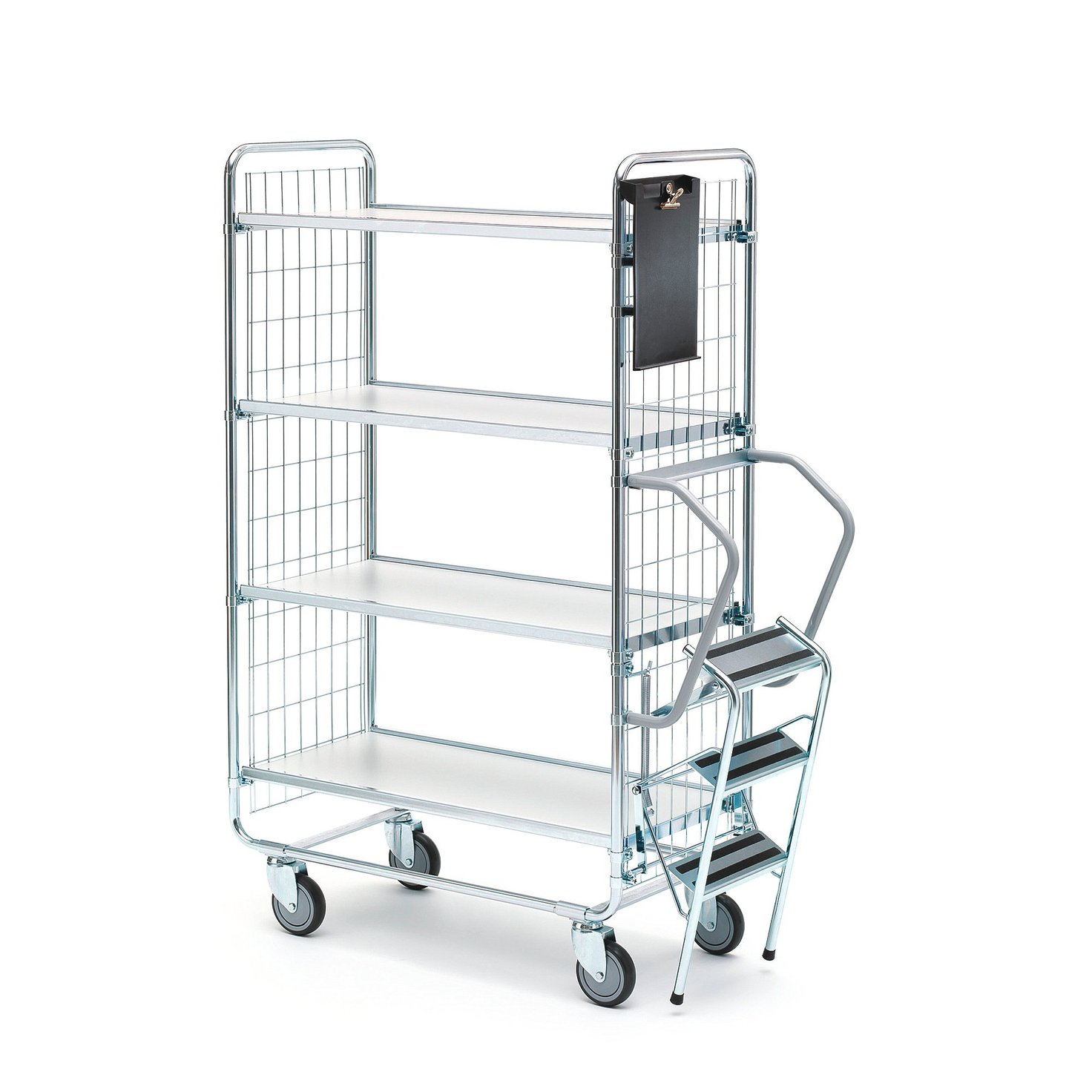 Picking trolley COMMUTE, 200 kg load, 4 shelves, 1020x460x1585 mm AJ