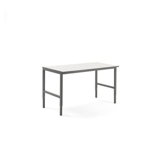 Pakirna miza, 1600x750 mm, bela vrhnja polica iz laminata, sivo ogrodje