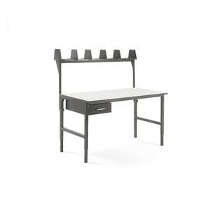 Paket: Arbetsbord CARGO, 1600x750 mm, 1 låda + överhylla
