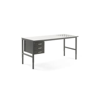 Komplet, radni stol CARGO s valjcima, 2000 x 750 mm, 3 ladice
