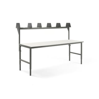 Paket: Arbetsbord CARGO, 2400x750 mm  med överhylla