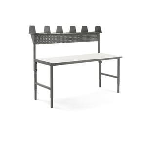 Pakke: Arbeidsbord CARGO, 2000x750 mm, overhylle + verktøytavle