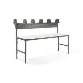 Paket: Arbetsbord CARGO, 2400x750 mm  med överhylla + verktygstavla