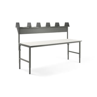 Paket: Arbetsbord CARGO, 2400x750 mm  med överhylla + verktygstavla