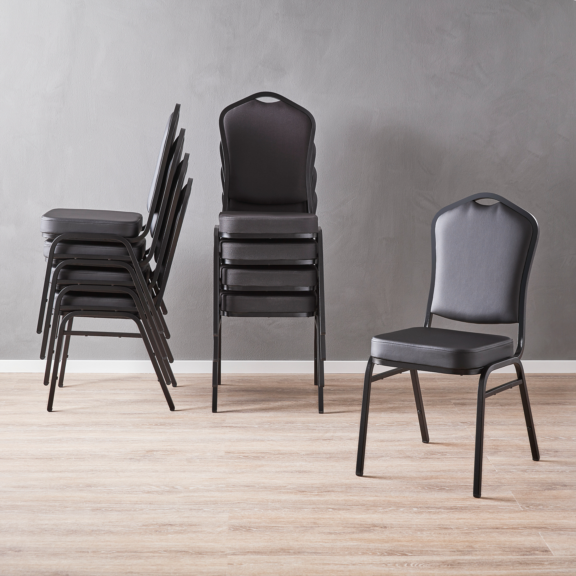 Black best sale stack chairs