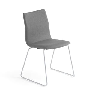 Conference chair OTTAWA with skid base, grey fabric, grey