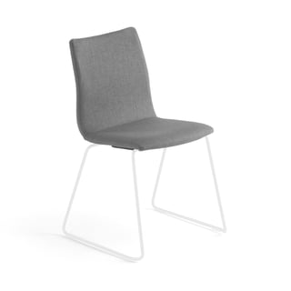 Konferencinė kėdė OTTAWA su metaliniu pagrindu, pilkas audinys, balta
