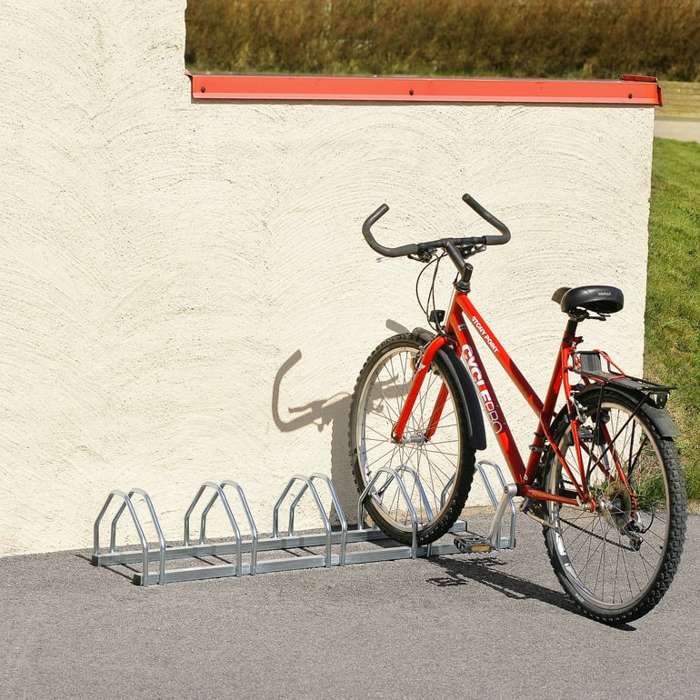 Cycle rack BRADLEY, 5 bikes, 250x1320x330 mm | AJ Products