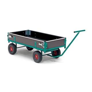 Turntable cart NIGEL, wooden sides, 650 kg load, 1500x750x400 mm