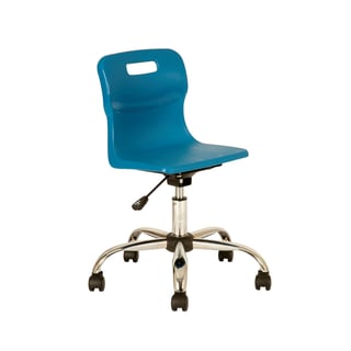 Plastic swivel chair, ages 5-11, 405-460 mm, blue, castors