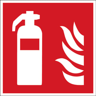 Varnostni znak s simbolom za gasilni aparat, fotoluminiscenčni poliester, 200x200 mm
