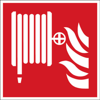 Znak s simbolom za ognjevarni cevni kolut, adhezivni poliester, 100x100 mm