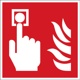 Fire alarm call point sign, photoluminescent polyester, 200x200 mm