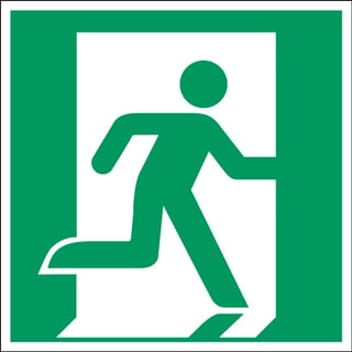 Emergency exit sign (right), photoluminescent polyester, 200x200 mm