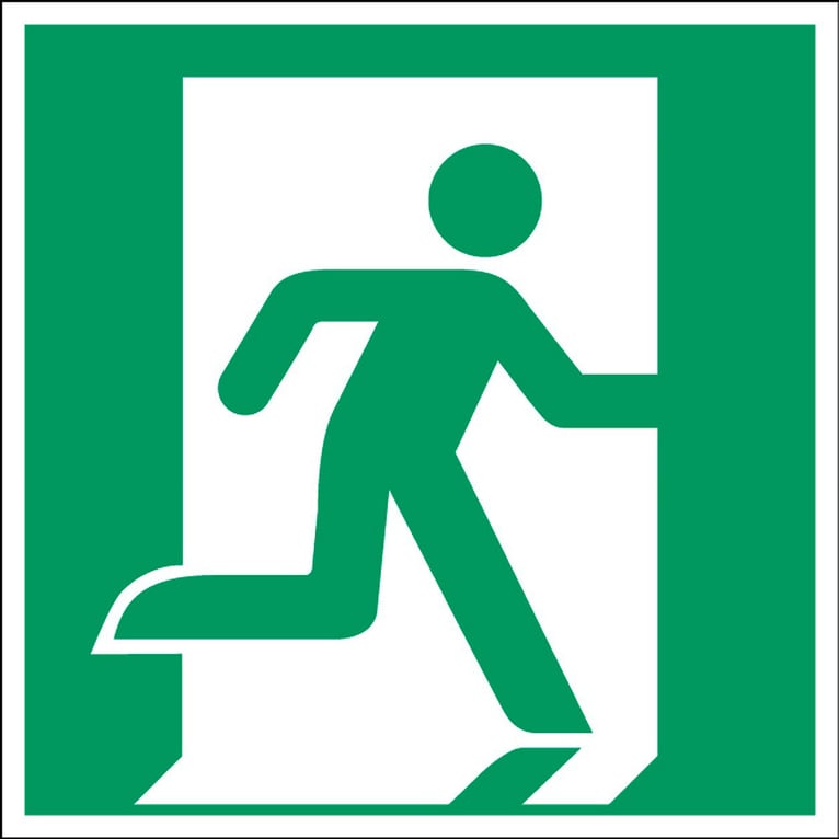 Emergency exit sign (right), adhesive polyester, 100x100 mm AJ Products