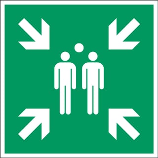 Evacuation assembly point sign, rigid PP, 200x200 mm