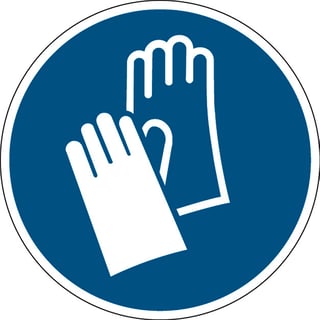 Wear protective gloves sign, adhesive polyester, Ø 100 mm