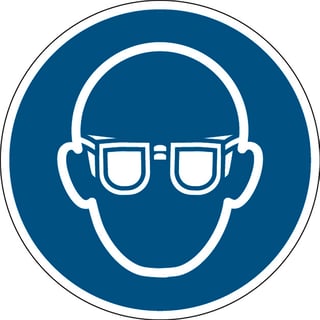 Oznaczenie: obowiązują okulary ochronne, samoprzylepny poliester, Ø 200 mm
