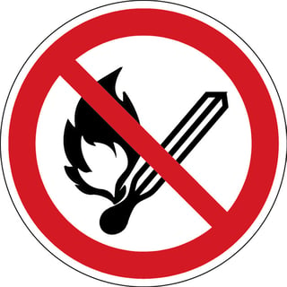 Bord Open vuur verboden, zelfklevend polyester, Ø 100 mm