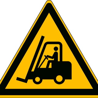 Bezpečnostné značenie: Pozor, vysokozdvižné vozíky, polyester, V:200 mm