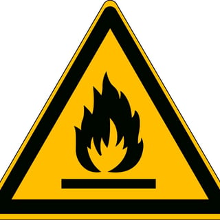 Warning flammable materials sign, adhesive polyester, 200x200 mm