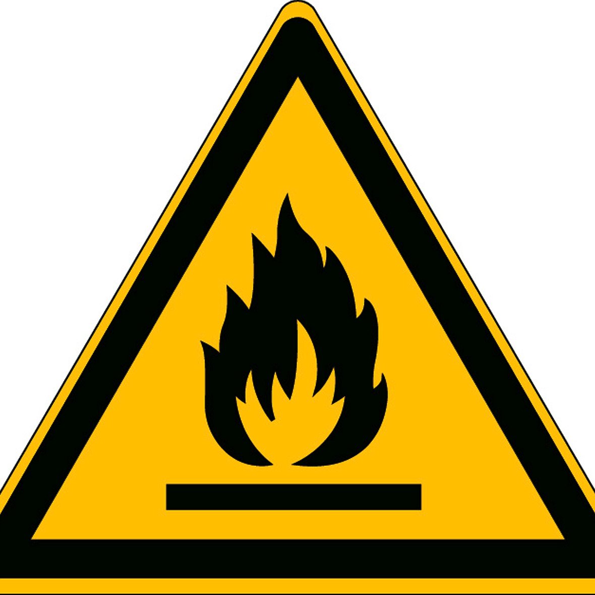 Warning flammable materials sign, adhesive polyester, 200x200 mm AJ