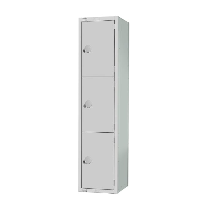 Primary school locker, 3 doors, 1370x300x450 mm, grey | AJ Products