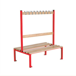 Double school bench ELITE, 18 hooks, 1200x760x1370 mm, red