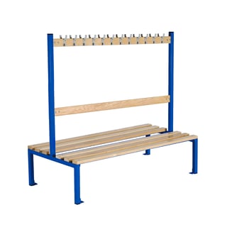 Double school bench ELITE, 24 hooks, 1500x760x1370 mm, dark blue