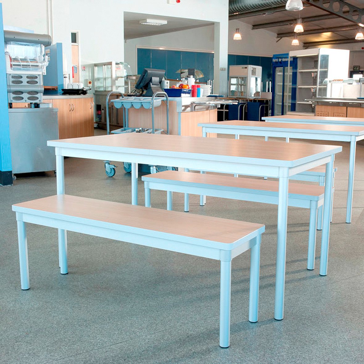 School Dining Table Enviro 1200x750x710 Mm Light Blue Silver Aj