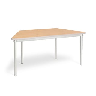 Trapezoidal classroom table ENVIRO, 1400x590x590 mm, beech, silver