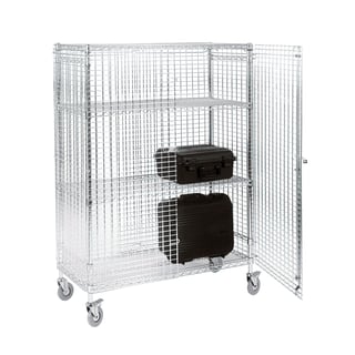 Chrome wire mobile security cage, 300 kg load, 1750x1220x460 mm