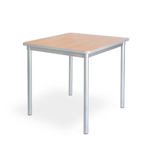 Square classroom table ENVIRO, 750x750x590 mm, beech, silver